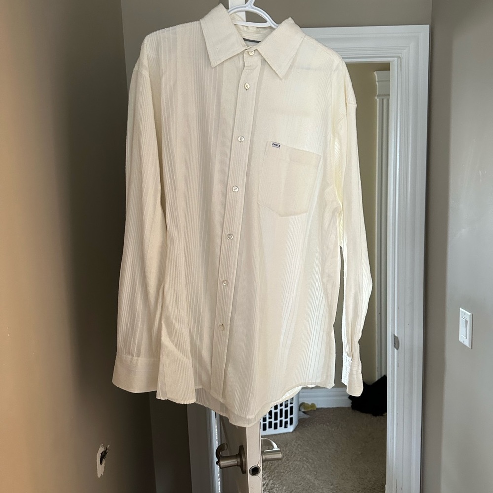 Enyce Cream Dress Shirt Classic Collar Long Sleeve